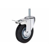 Колесо поворотное SCtB 55 125 мм резина с болтом и тормозом (F)